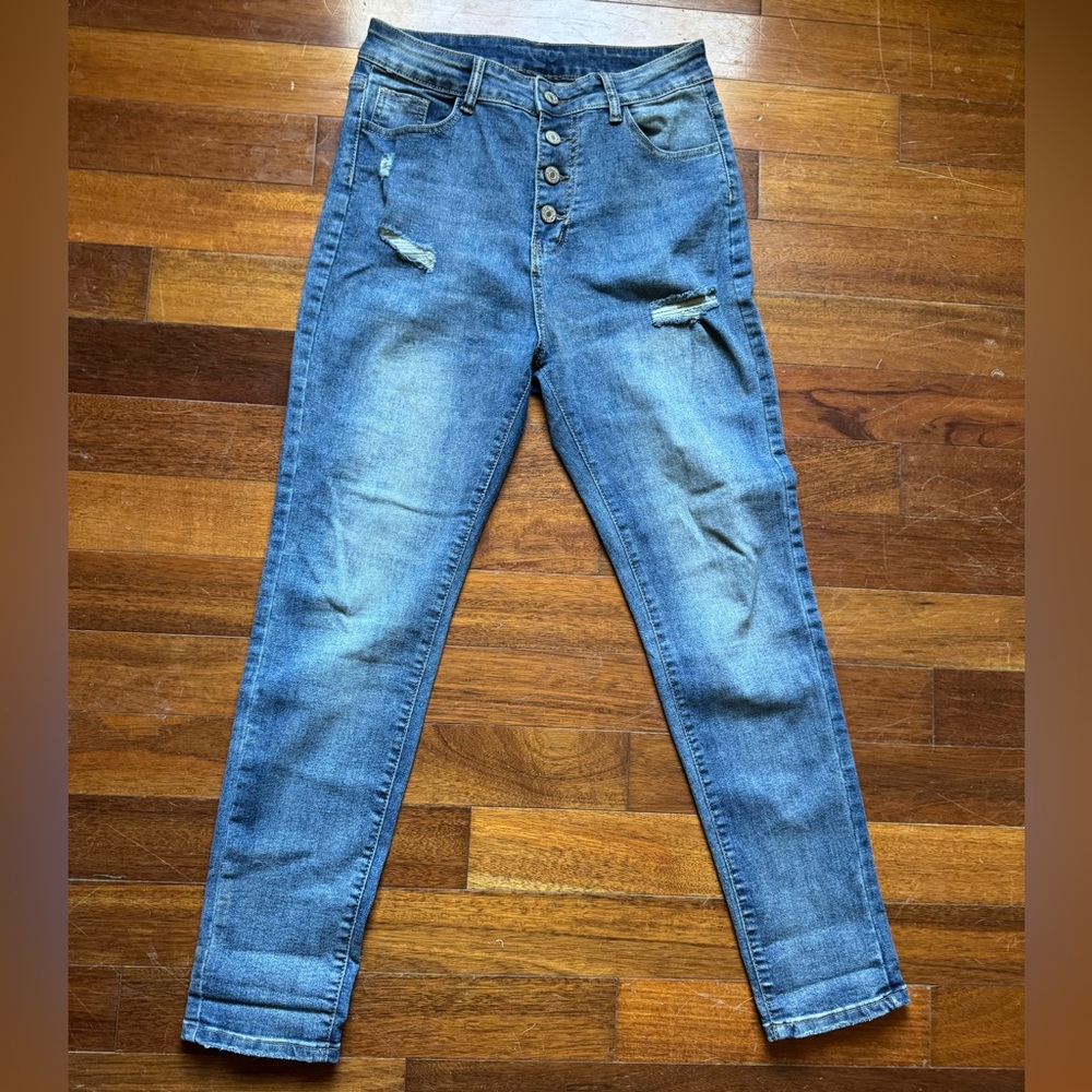 Stylish Straight Leg Blue Women's Jeans